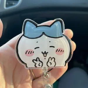 Chiikawa Hachiware Badge Reel – Cute Anime Retractable ID Holder Gift Set– Kawaii Acrylic ID Holder, Anime Character Office Accessory, Unique Gift for Nurses, Teachers, Doctors, Healthcare Workers, Coworkers & Students
