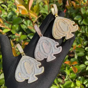 European And American Hip-Hop ACE Pendant Necklace Men'S Copper Inlaid Zircon Hip-Hop Trendy Jewelry