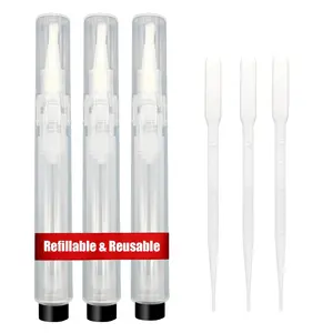 3-Pack 6ml Real Refillable Cuticle Oil Pens, Nail Oil Pen Empty, Fillable Oil Applicator, Reusable Transparent Cosmetic Container