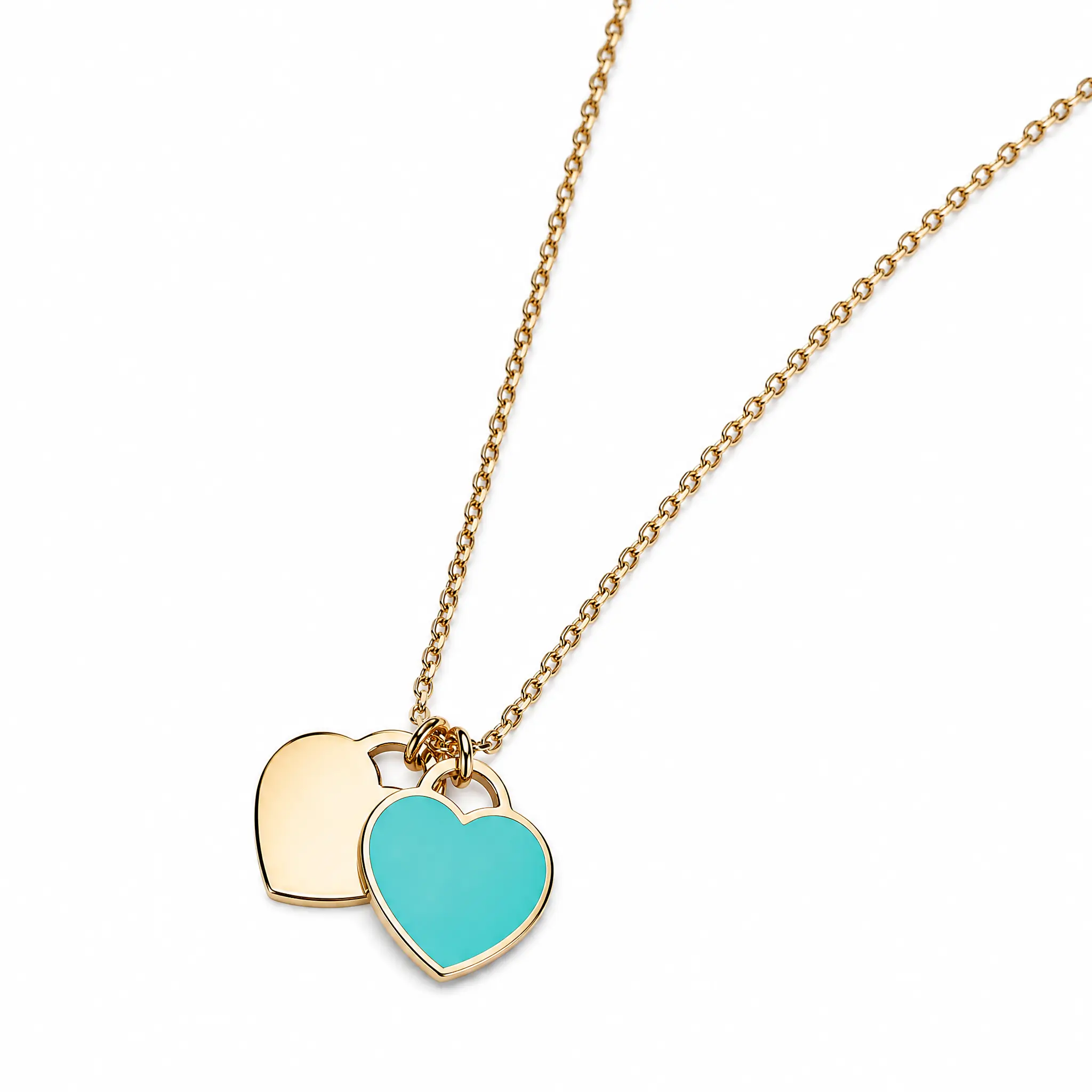 Leyehope Elegant Blue Heart Pendant Necklace with Gold Tone Charms for Women's Fashion Jewelry