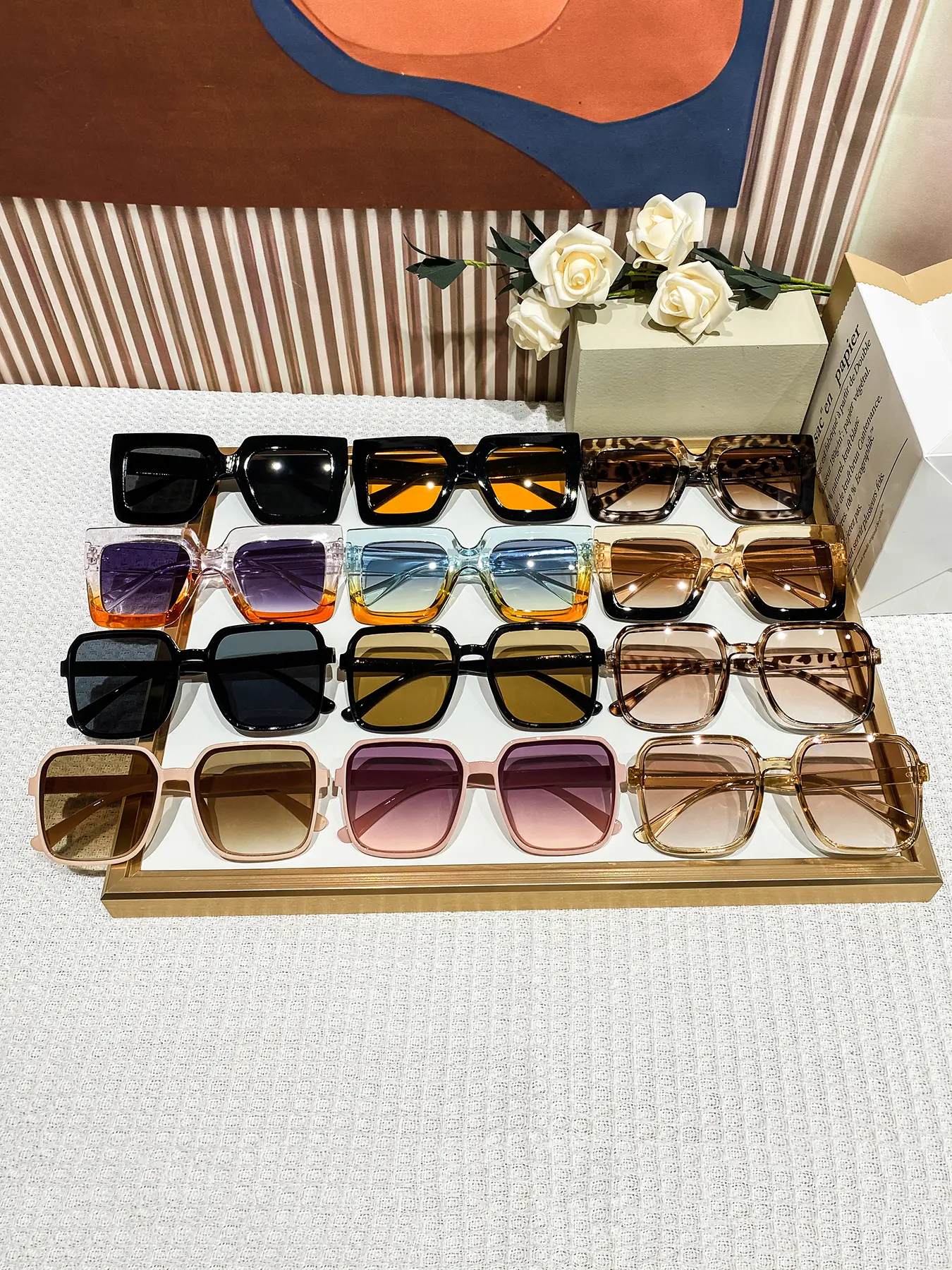 12pcs Women's Plastic Square Large Frame Wide Edge Fashion Casual Y2K European Style Decorative Glasses, Fashion Sunnies, Trendy Shades, Street Style Shades, Perfect for Daily Gatherings