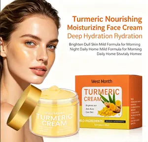 Turmeric Nourishing Moisturizing Face Cream Deep Hydration Brighten Dull Skin Mild Formula for Morning Night Daily Home Skin Care