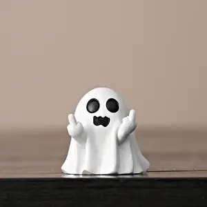 BougeRV Halloween Gift Ghost Figurine - Funny Middle Finger Ghost Statue for Pranks - Cute Ghost Decor for Halloween Decorations Stone Ornament
