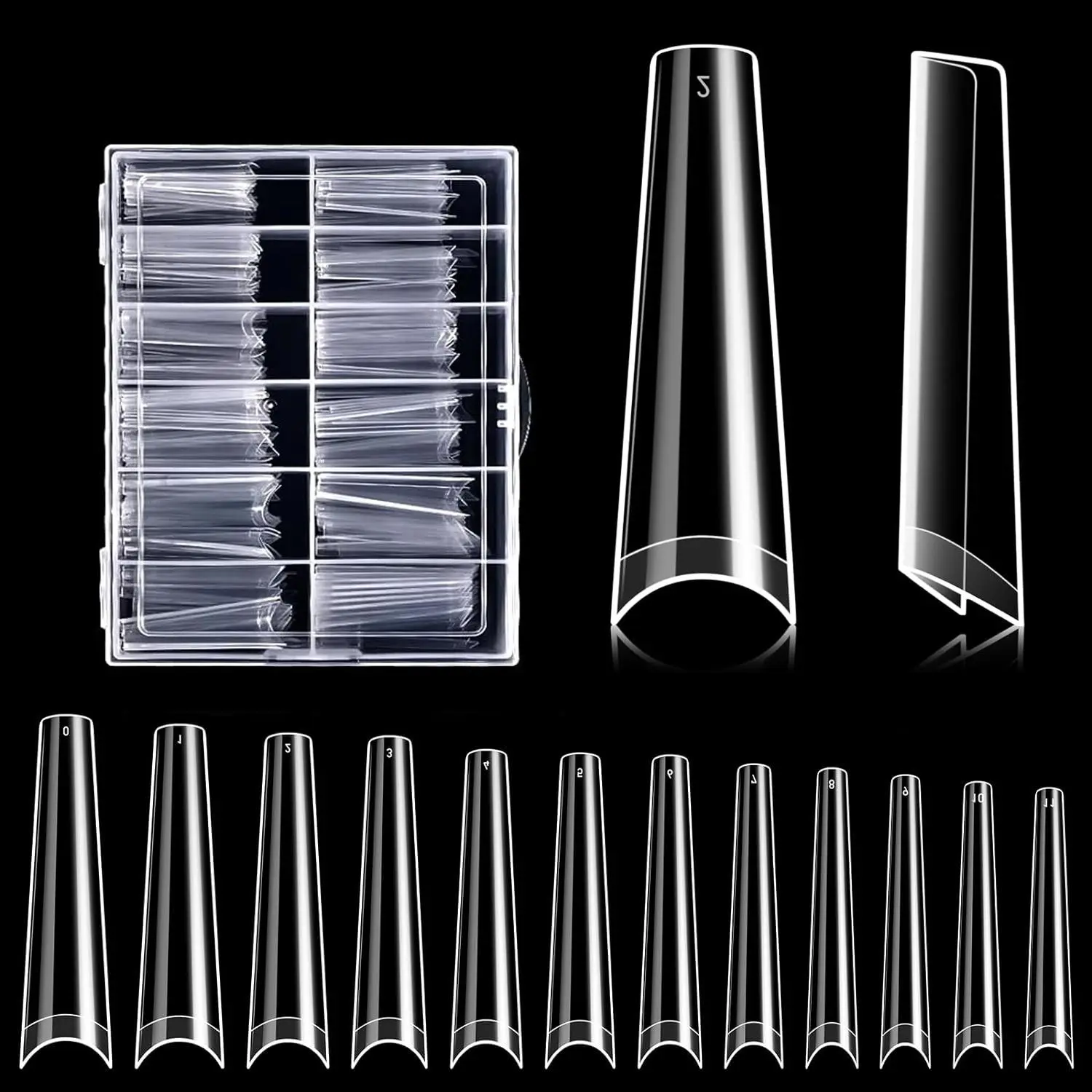 Transparent Acrylic Nail Tip, Clear Nail Tips, 240pcs/set Long Transparent Nail Tip, Nail Art Kit for Nail Salon & Home DIY, Nail Art Tools, Nail Art Supplies