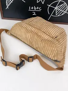 Women's Solid Color Corduroy Fanny Pack, Fashionable Casual Versatile Zipper Chest Bag for Daily Used, Trendy All-match Sling Bag, Zipper Bum Bag, Crossbody Fanny Pack