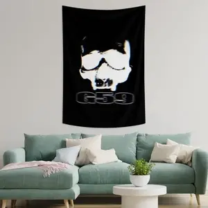 Modern Minimalist Smooth Black-and-White Artwork Print Tapestry - Lightweight G59 Logo Fabric Wall Hanging for Living Rooms, Bedrooms Home Decor, Artwork Print Tapestries