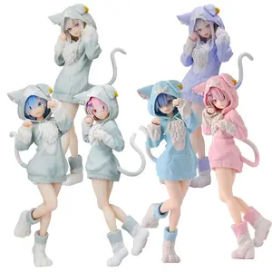 22CM Anime Re:Zero kara Hajimeru Isekai Seikatsu Rem Figure Model Ram Puck Starting Dresses PVC Emilia Collection Gift Toy