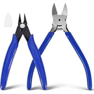 2 Pack 6"+5" Sharp Flush Wire Cutters Set, Spring Loaded Carbon Steel Side Cutting Pliers for Crafting, Electronics, 3D Prints, Jewelry Making, Model Sprue, Zip Ties