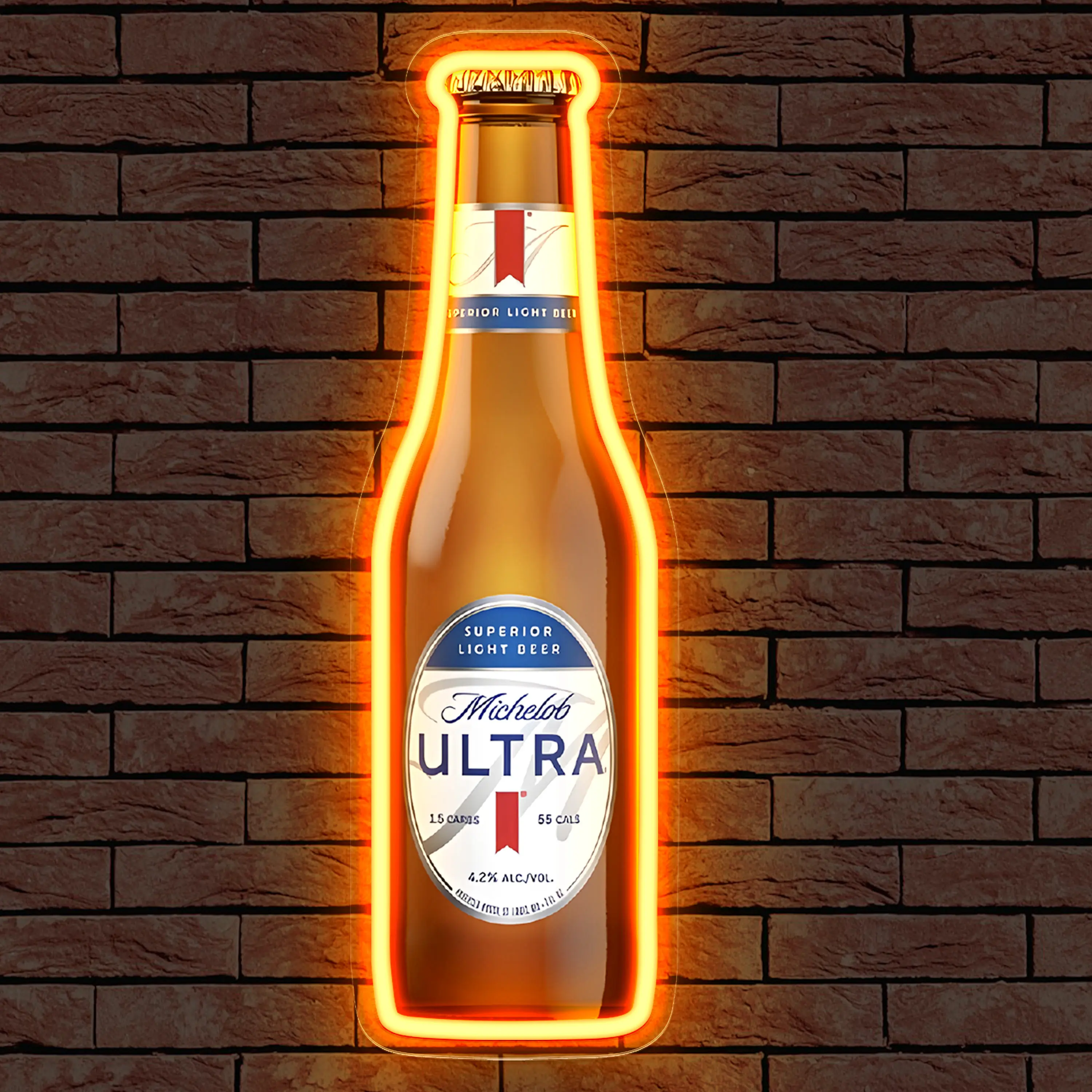 Michelob Ultra LED Neon Light - Cool Light-Up Beer Bottle Wall Decor, Bar and Man Cave Home Lighting Accessory, Cool Light Decor
