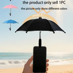 1Pc portable Phone Holder Umbrella, Waterproof Anti-Glare Parasol With Phone Stand, UV Protection Mini Umbrella, Uv resistant canopy, Suitable For Light Rain, Universal Phone Sun Shade, Travel Essential, Study Accessory, decor