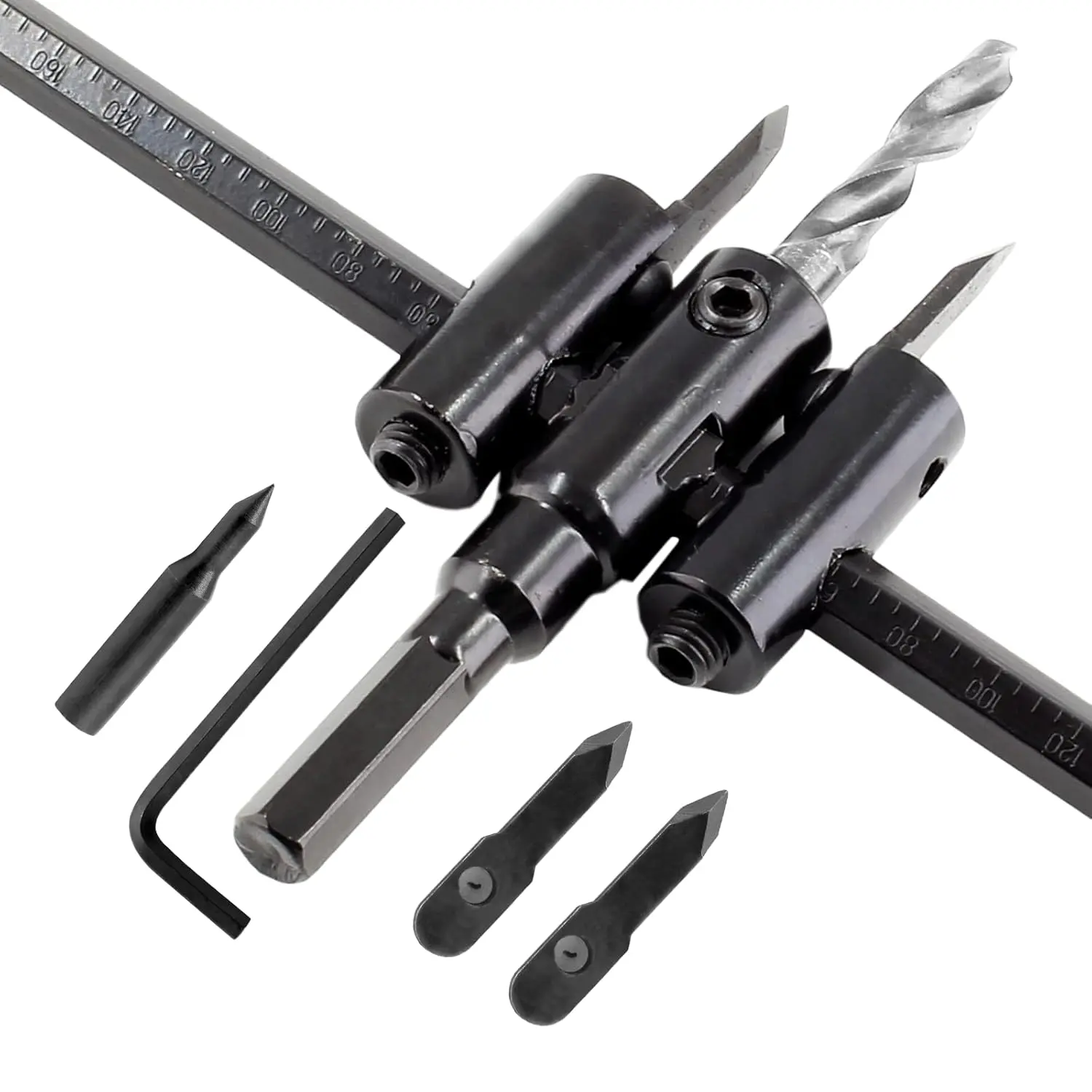 Adjustable Hole Saw Kit (1-3/16" to 7-7/8" / 30-200mm) - Heavy Duty Circle Cutter for Wood, Drywall & DIY Projects - Multi-Size Cutting Tool with Durable Black Coating - Perfect for Electrical Boxes, Plumbing & Carpentry Work