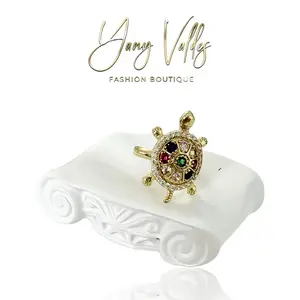 Turtle Ring  Gold Plated High Quality Multicolor Gemstone Design Jewelry Accessory