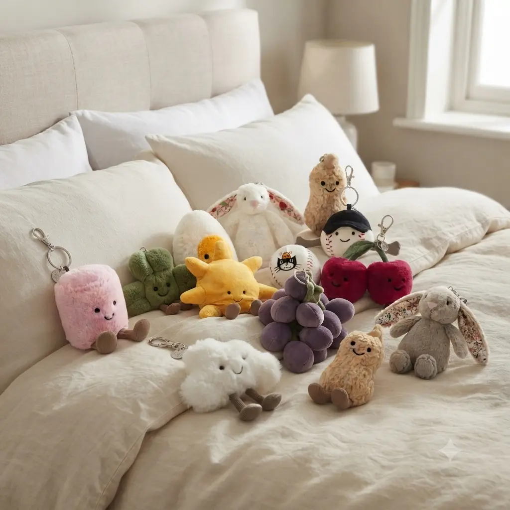 Collectible "Back To School" Keychain - Cute Animal or Food Stuffed Charm, Hanging Pendant for Car/Backpack, Fashion Student Gift Accessory