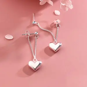 Simple and versatile long heart-shaped pendant earrings, fashionable and sweet daily accessories, gifts for girlfriends