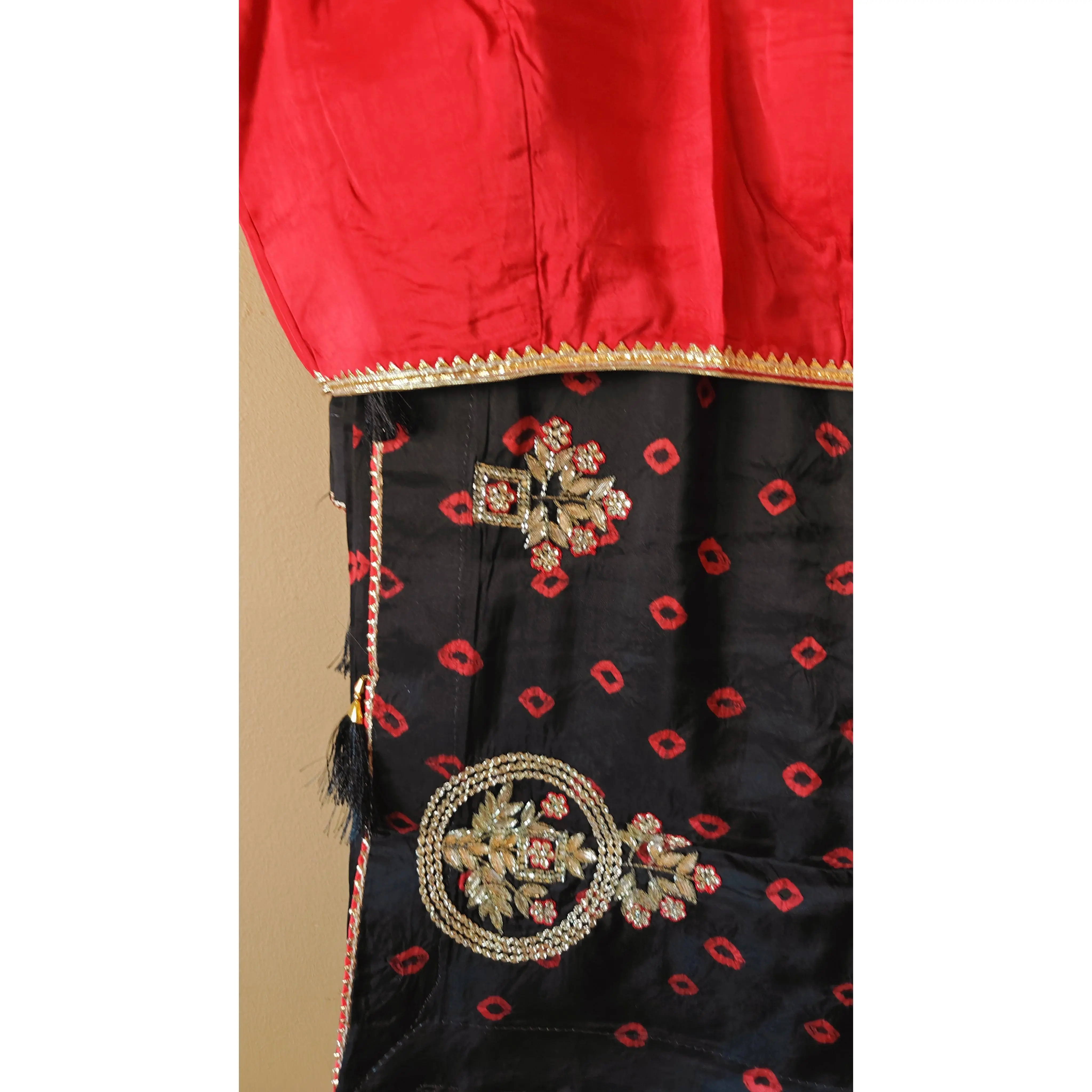 Black Georgette Silk zari and stone work Saree with Stitched Blouse