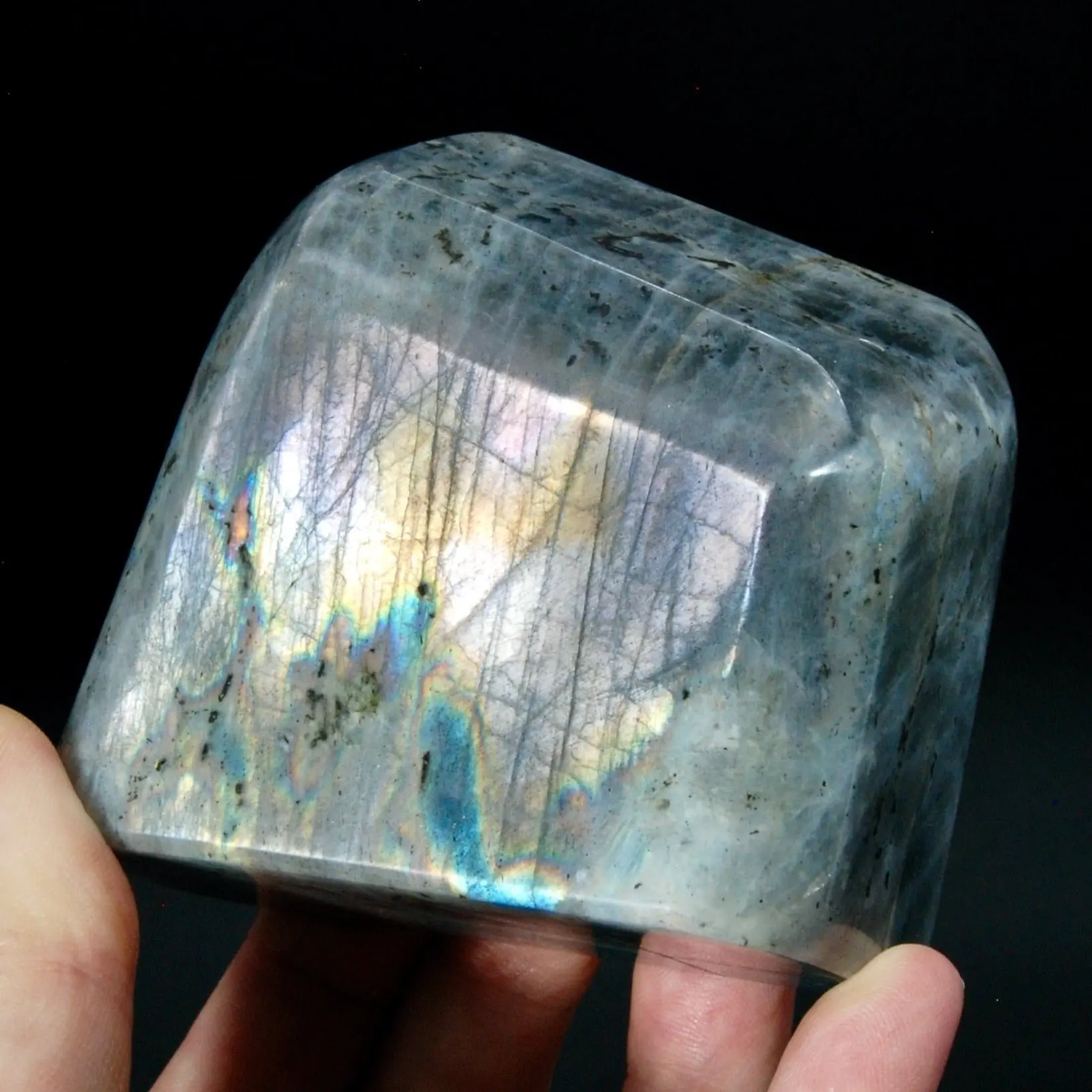 1lb Large Purple Labradorite Crystal Freeform Tower, Super Flashy Spectrolite