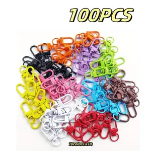 100Pcs Candy-colored Metal Paint Keychain,Lanyard Swivel Snap Hooks Heavy Lobster Claw Clasps For Bag Jewelry Accessories,Hand Tools Kits,Springtok