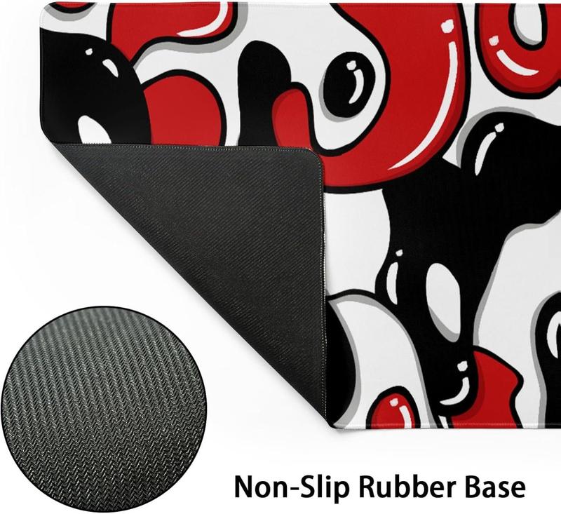 Japanese Anime Geometric Gaming Mouse Pad XL 31.5x11.8 Inch Red Black White Japanese Mouse Mat Desk Mat Extended Large Mousepad With Non-Slip Rubber Base Stitched Edge Mousepad for Work Gaming Desktop