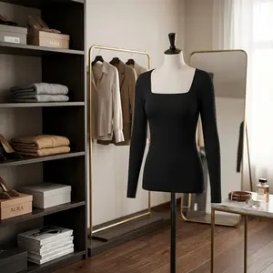 Women's Long Sleeve Shapewear Tummy Control Top - Square Neck Thermal Shirt Body Shaper Compression Top for Slimming Support Comfortable Everyday Wear