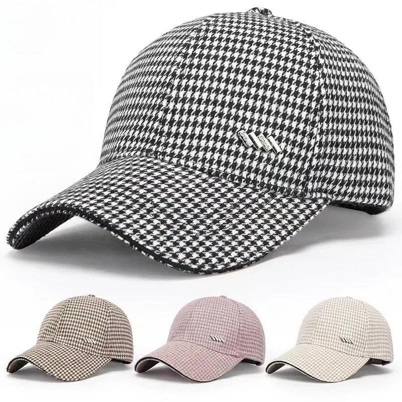 2026 NEW Vintage Houndstooth Baseball Cap – Trendy Y2K Plaid Hat, Unisex Adjustable Sun Protection Cap with UV Protection, Lightweight Breathable for Outdoor Travel, Street Style Daily Wear