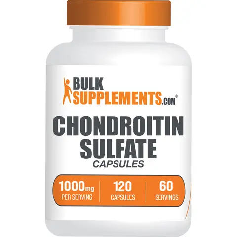 BulkSupplements Chondroitin Sulfate Bovine Gelatin Capsules - Sugar Free, 1000mg per Serving, 120-Cap Value, 120-Count Pack for Long-Term Use, Chondroitin Sulfate for Joint Care, Capsule Form Skin Support for Adults