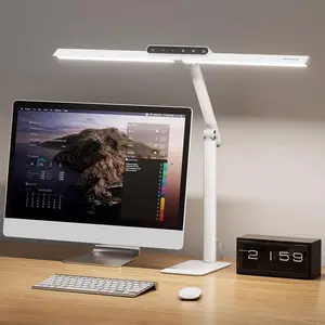 LED Desk Lamp with Base - HJ1WT Sunturalux Eye-Caring Architect Desk Lamp for Home Office, 1200LM Computer Desk Light 4 Color Modes Stepless Dimming Task Desk Light with Timer Function White