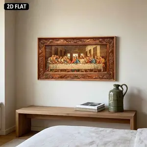 2D Flat, 1pc 19.68x50cm/39.37x100cm Unframed,  Canvas Printing Religious artwork Last Supper scene Wooden frame Historical painting Jesus Christ Apostles gatheredHome decor canvas living room bedroom stylish mural poster decoration gift