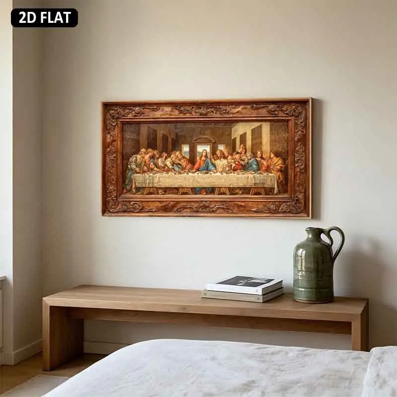 2D Flat, 1pc 19.68x50cm/39.37x100cm Unframed, Canvas Printing Religious artwork Last Supper scene Wooden frame Historical painting Jesus Christ Apostles gathered Home decor, Religious wall decor, canvas mural poster decoration gift