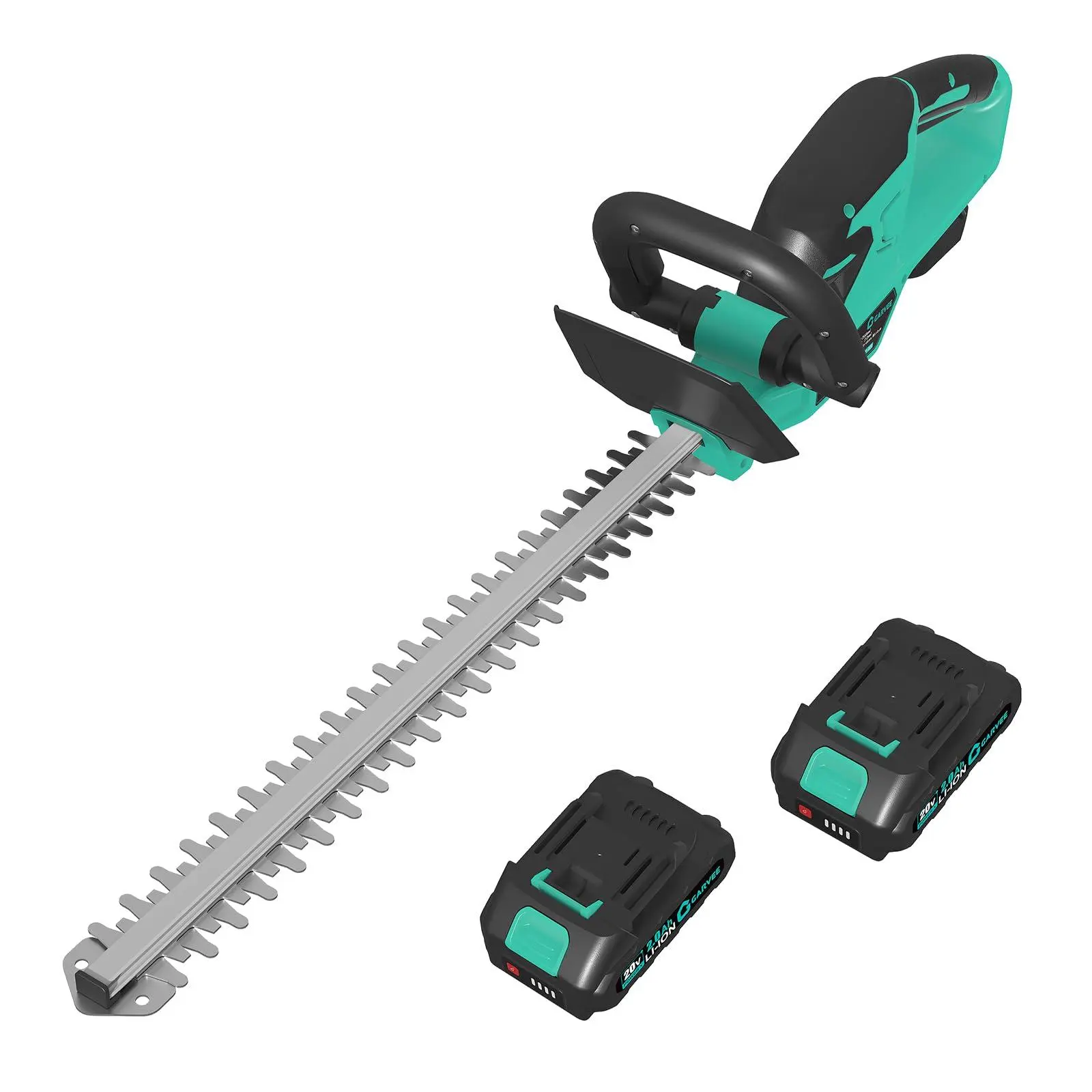 22.4'' Hedge Trimmer Cordless - Grass Trimmer Hedge Shears Grass Cutter Shrubbery Trimmer, 2x2.0Ah Batteries Rechargeable Base 3000RPM, Brushless Motor Double-Sided Dual Action 2/3'' Blade
