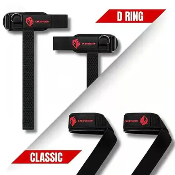 EKKOVISION D‑Ring Buckle Workout Wrist Straps, Thick Padded Wrist Guards, Max Grip Strength for Heavy Lifting Deadlift Powerlifting