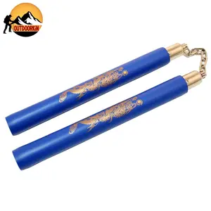 12" Blue Foam Padded Training Sticks with Metal Swivel Chain Connector