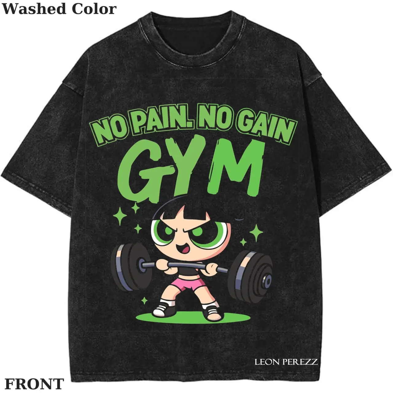 Funny Power-girl Gym Vintage T-shirt, No Pain, No Gain Graphic Tee, Anime Gym Shirt, Animation Graphic Tees, Gym Shirt, Unisex T-shirt