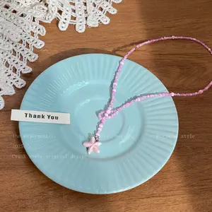 Women's 2026 New Niche Design Colorful Beaded Puppy Bracelet & Starfish Clavicle Chain - Dopamine-Boosting Summer Beach Vacation Costume Jewelry Accessory