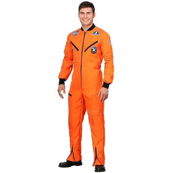 Plus Size Orange Astronaut Jumpsuit Costume for Adults