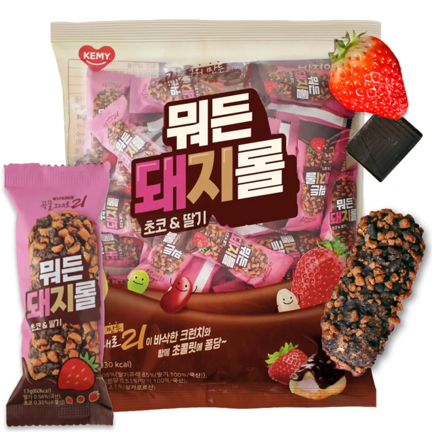 Korean Food CJ Freshway Chocolate Strawberry Crunch Roll Snack