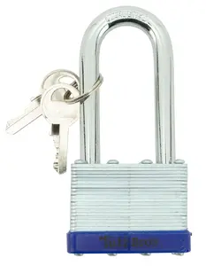 WorldWide Sales Online 50mm Laminated Padlock 2.5" Long Shackle Brass Tumblers 2 Keys – import_2021_10_29_212114, Locks