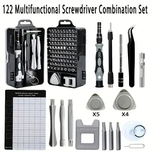 122 in 1 Precision Screwdriver Set, Multifunctional Repair Tool Kit for Glasses, Computers, and Mobile Phones, Durable Metal Material, Manual Operation, No Battery Required