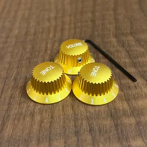Warmtone CG Anodized Aluminum Strat Knob Set “Yellow Gold” Set Screw