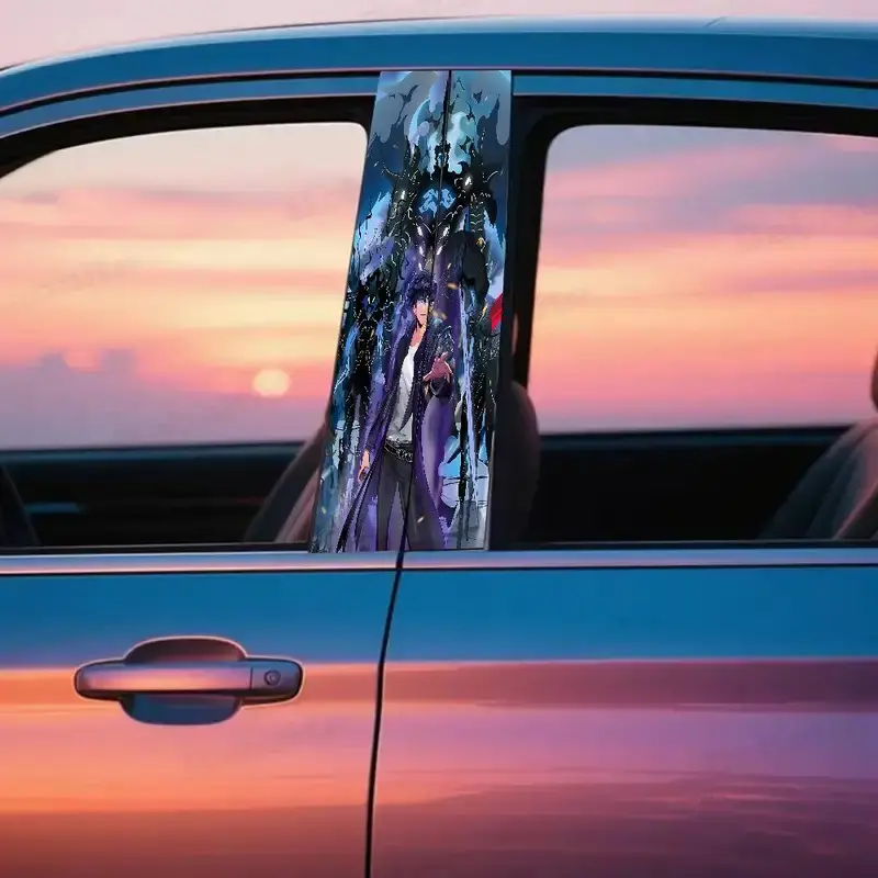 Anime S-Solo Leveling Car Stickers Auto B Pillar Waterproof Center Column Cover Scratches Car Doors Pillar Decals Decoration