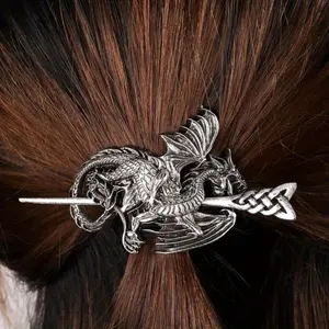 Viking Flying Dragon Hairpin Vintage Punk Women's Stylish Personality Hair Stick Back Head Half Tied Hair Accessories