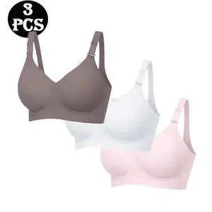 PROSHEVE Jelly Bras Women Seamless Lift Bra Wireless Push Up No Underwire Full Coverage Plus Bras Comfort Supportive Sports T-Shirt Bra - Fabric, Nylon