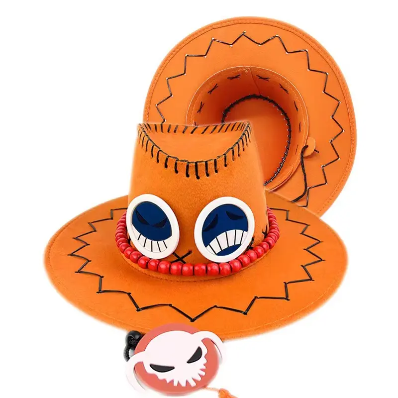 One Piece Ace Cowboy Jazz Hat - Fashion Sun Protection Hat for Men & Women, Outdoor & Versatile, Beach, One Size, Ace's Hat charms