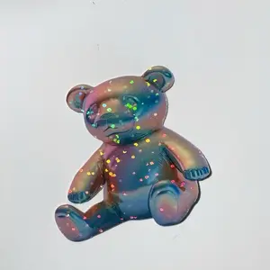 Brilliant Aesthetic Blue Holographic Bear - Colorful Glittery Design, Unique and Eye-Catching Style