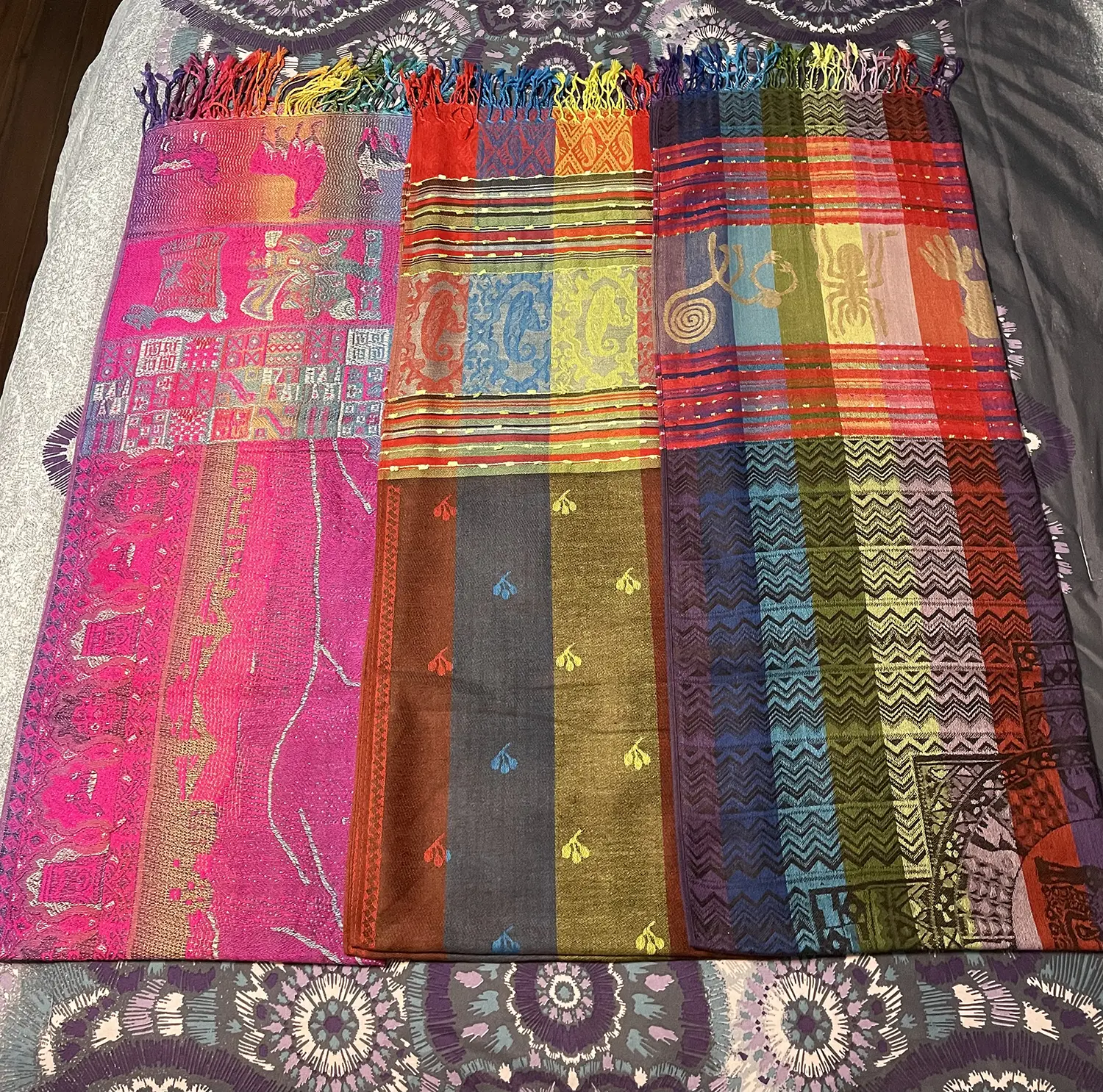 Hand-Woven Alpaca Wool Shawl/Scarf - 68 x 27 Inches, Soft, Warm & Seasonal, Bright, Vibrant Colors, Casual Style