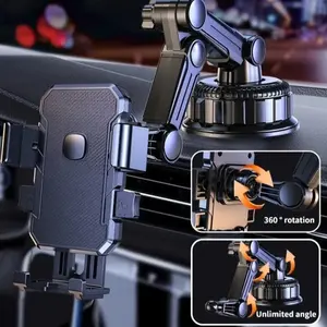 Military-Grade Car Phone Mount, 65+ Lbs Suction Cup Holder for iPhone 15 Pro Max & Samsung, Dashboard Windshield Vent Clip, Travel Essential, Cellphone Car Mount