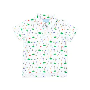 Country Club Short Sleeve Polo - Golf Print Shirt for Boys