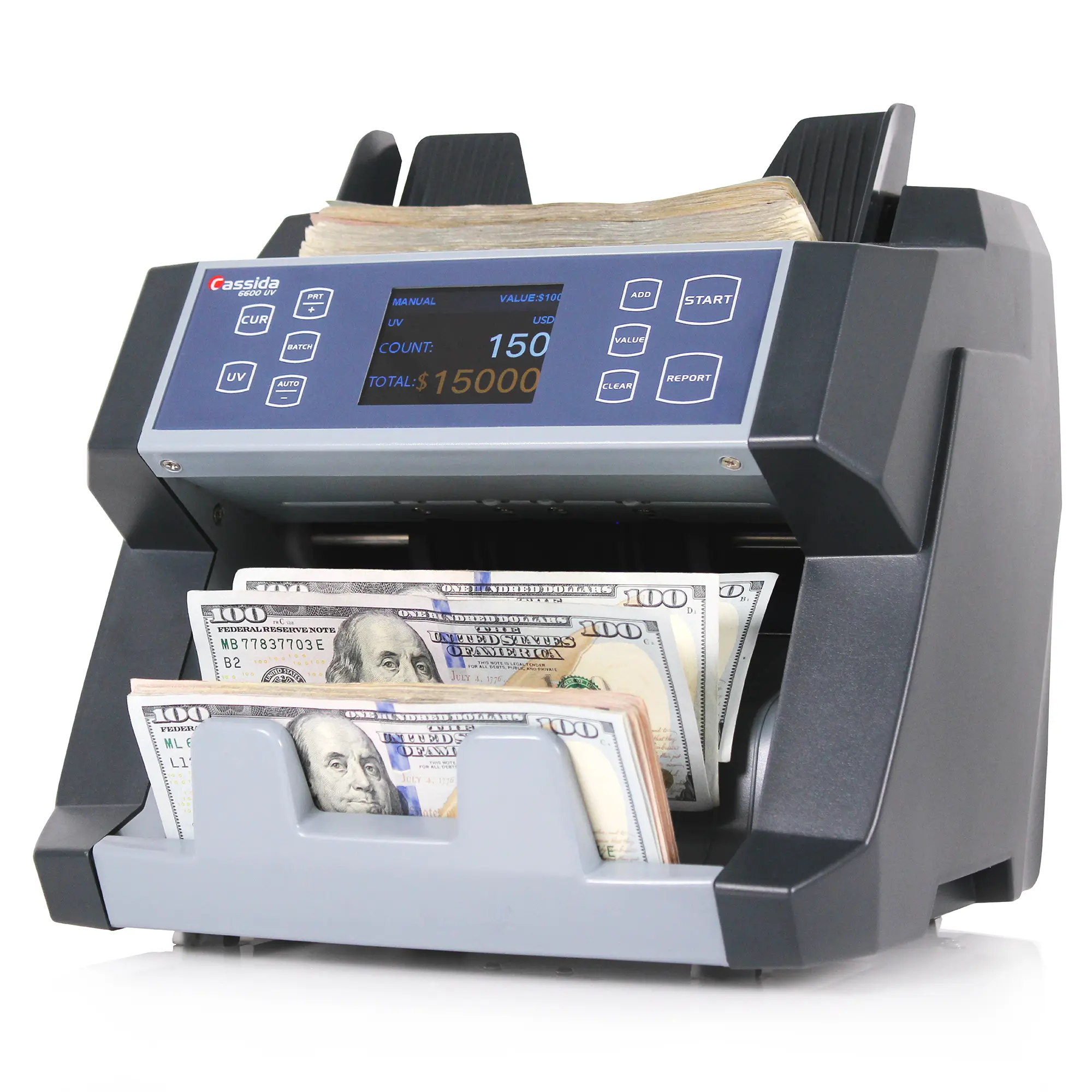 Cassida 6600 UV/MG Money Counter Machine - Top-Loading Device with ValuCount Feature, Counterfeit Detection for Efficient Business Cash Processing