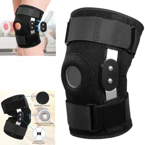 Hinged Knee Brace with Removable Aluminum Plates, Compression Support for Knee Pain Relief, Arthritis, Sports Injury Recovery, Adjustable Stabilizer for Men & Women