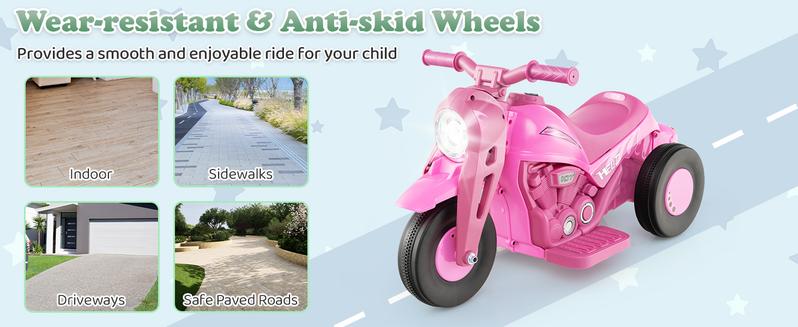 Costzon Electric Bubble Car, 6V Battery Powered 3 Wheel Motorcycle with Bubble Maker, Music, LED Headlight, Forward & Backward, Christmas Festival Gift Black Friday Cyber Monday