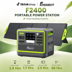 FOSSiBOT F2400 Portable Power Station 2400W (4800W Peak), 2048Wh LiFePO4 Battery Solar Generator with 1100W AC & 500W Solar Charging APP Control,1.5H Fast Charging, for Camping, Home Use, Emergency,RV